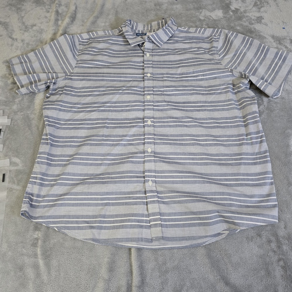 Old Navy Shirt Mens XXL Blue White Everyday Shirt Button-Front Relaxed Fit
